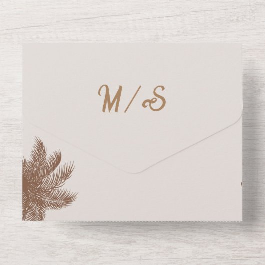 Böhmische Palmenhochzeit All In One Einladung (Rückseite)