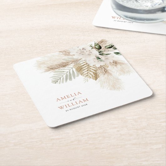 Böhmische Pampasgras Hochzeit Rechteckiger Pappuntersetzer (angewinkelt)