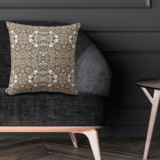 böhmische Vintage Mode silber schwarz und gold Kissen (bohemian vintage fashion silver black and gold throw pillow)