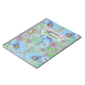 Böhmische Wasserfarbe Große stilisierte Gartenblum Notizblock (Linke Seite)