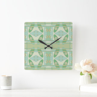 Böhmischer Chintz neue grüne Olive Quadratische Wanduhr