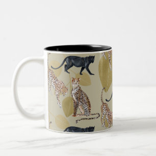 Böhmischer Jaguar und Leopardenkatzen-Muster Zweifarbige Tasse