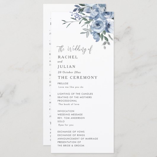 Böhmisches Hochzeitsprogramm für dustig blühende B Programm (Vorne/Hinten)