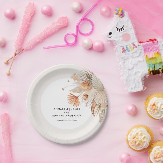 Böhmisches Pampasgras Hochzeitsfeier Pappteller (Party)