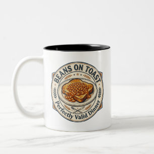 Bohnen auf Toast gültiges Abendessen Zweifarbige Tasse