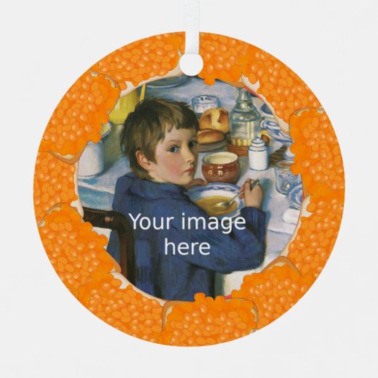 Bohnen auf Toast-Rahmen für Ihr Foto Ornament Aus Metall (Vorderseite)