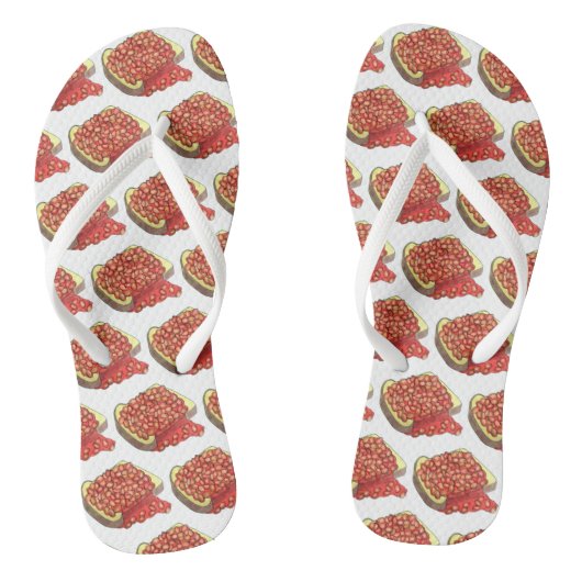 Bohnen auf Toast UK British Cuisine Food Badesandalen (Fußbett)
