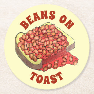 Bohnen auf Toast UK British Cuisine Food Runder Pappuntersetzer