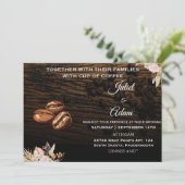 Bohnen boho rustikale moderne elegante Coffee Wedd Einladung (Stehend Vorderseite)