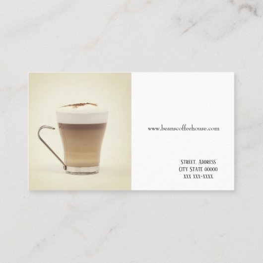 Bohnen-Café Visitenkarte (Rückseite)