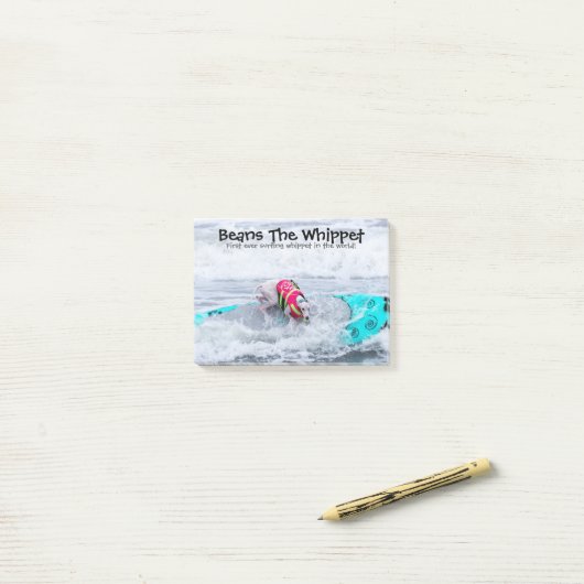 Bohnen das Whippet Surfdog Post-it Klebezettel (Auf Schreibtisch)