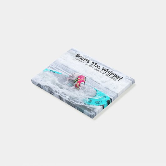 Bohnen das Whippet Surfdog Post-it Klebezettel (angewinkelt)