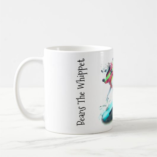 Bohnen die Whippet #surfingwhippets Tasse (Links)