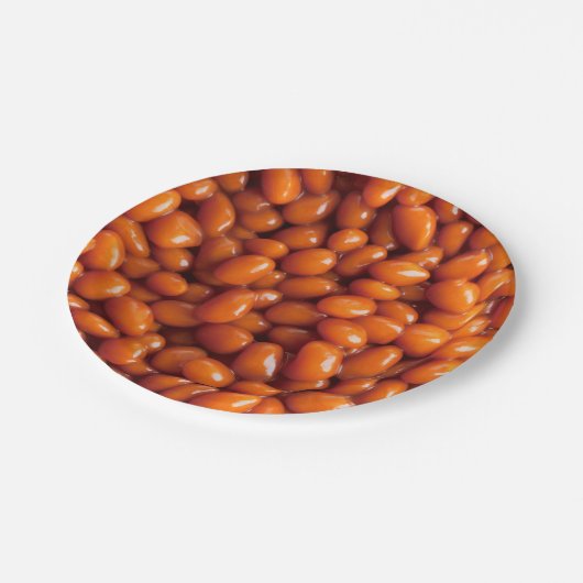 Bohnen gebacken. Frühstückserie Pappteller (Schrägansicht)