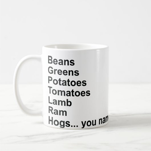 Bohnen, Grüntöne, Kartoffeln, Tomaten… Kaffeetasse (Links)
