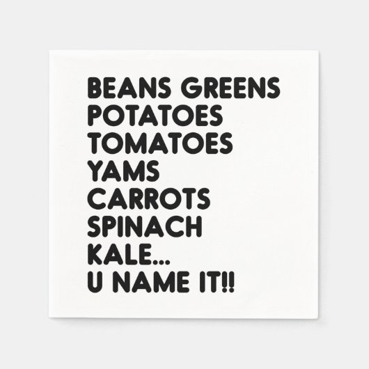 Bohnen Grüntöne Kartoffeln U Name Es Veganer Ernte Serviette (Vorderseite)