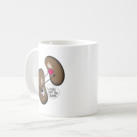 Bohnen-Liebewortspiel Kaffeetasse (Vorderseite Links)