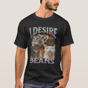 Bohnen Lustige Katze Meme Bootleg Grafik T-Shirt