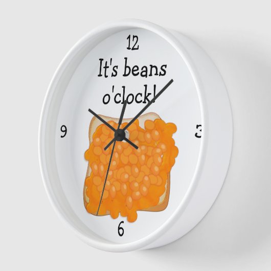 Bohnen O'Clock Spaß Lebensmittel Grafik Große Uhr (Winkel)
