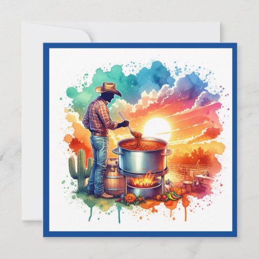 Bohnen oder keine Bohnen Chili Kochen Cowboy 1 Cus Einladung (Vorderseite)