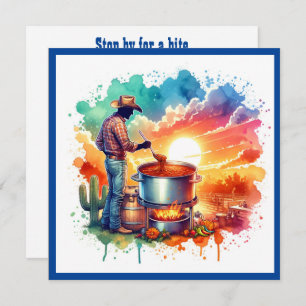 Bohnen oder keine Bohnen Chili Kochen Cowboy 1 Cus Einladung