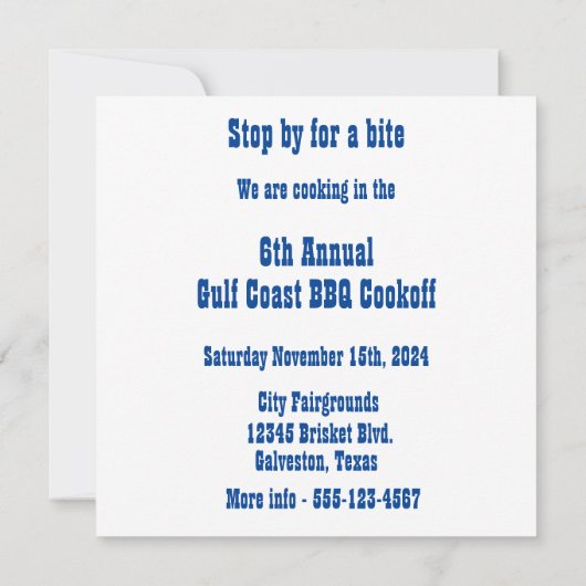 Bohnen oder keine Bohnen Chili Kochen Cowboy 1 Cus Einladung (Rückseite)