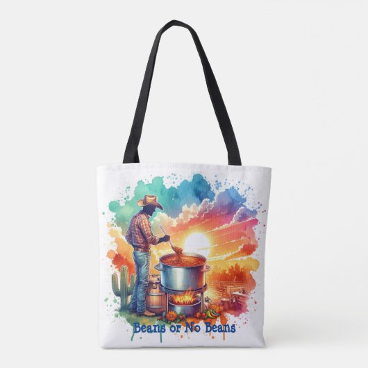 Bohnen oder keine Bohnen Chili Kochen Cowboy 1 Cus Tasche (Rückseite)