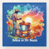 Bohnen oder keine Bohnen Chili Kochen Cowboy 1 Glasuntersetzer (Vorderseite)