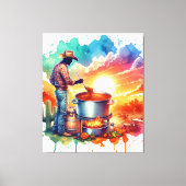 Bohnen oder keine Bohnen Chili Kochen Cowboy 1 Leinwanddruck (Vorderseite)