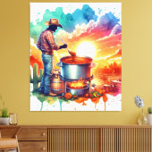 Bohnen oder keine Bohnen Chili Kochen Cowboy 1 Leinwanddruck (Insitu (Wohnzimmer))