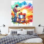Bohnen oder keine Bohnen Chili Kochen Cowboy 1 Leinwanddruck (Insitu (Schlafzimmer))