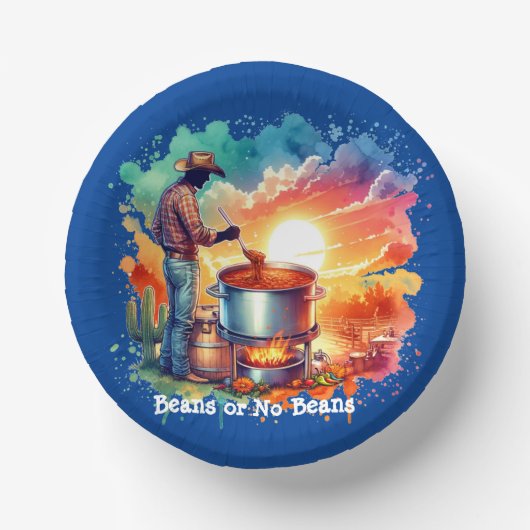 Bohnen oder keine Bohnen Chili Kochen Cowboy 1 Pappteller (Vorderseite)