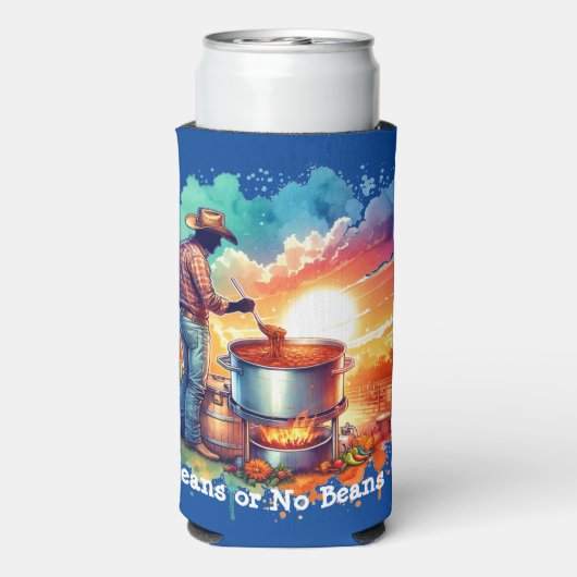 Bohnen oder keine Bohnen Chili Kochen Cowboy 1 Selters Dosenkühler (Seltzer Rückseite)