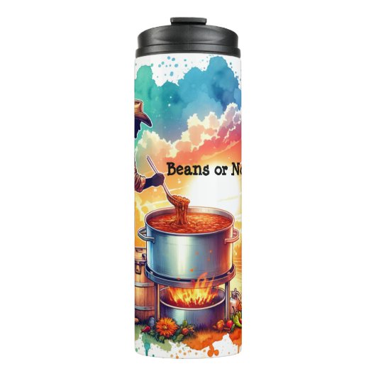 Bohnen oder keine Bohnen Chili Kochen Cowboy 1 Thermosbecher (Vorderseite)