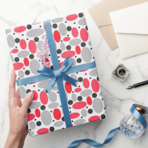 Bohnen und Erbsen Retro Rot Grau Weiß Muster Geschenkpapier