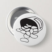 Bohnen verschüttet Schwarz-Weiß-Umriss Button (Vorne & Hinten)