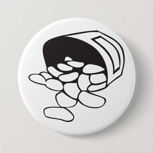 Bohnen verschüttet Schwarz-Weiß-Umriss Button (Vorderseite)