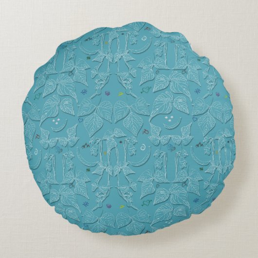 Bohnenranke mit Kreide Rundes Kissen (Rückseite)
