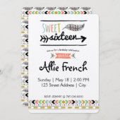 Boho 16 . Geburtstag Einladung (Vorne/Hinten)