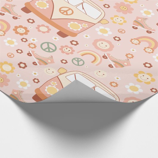 Boho 1960er Hippie Peace van Geschenkpapier (Ecke)