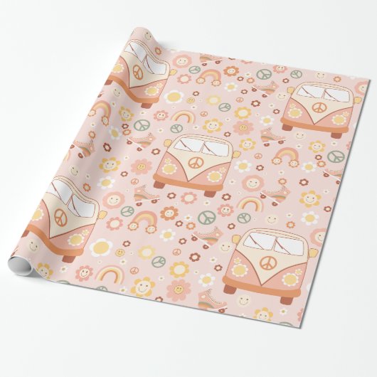 Boho 1960er Hippie Peace van Geschenkpapier (Ungerollt)