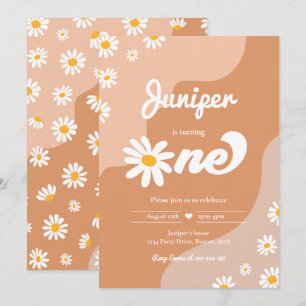 Boho 1. Geburtstag Daisy Floral Groovy 70's Party Einladung