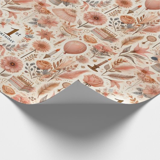 Boho 1. Geburtstag Geschenkpapier (Ecke)