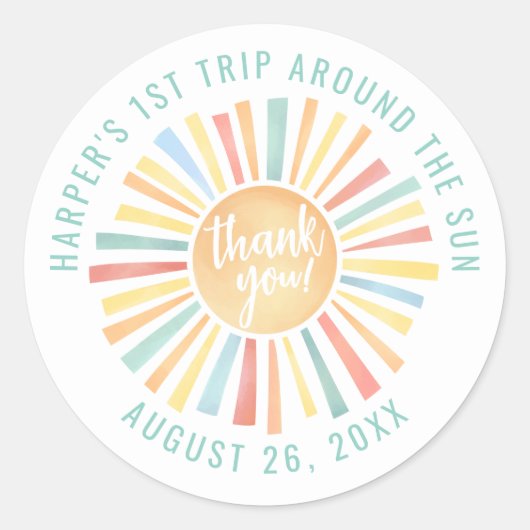 Boho 1. Reise um die Sonne Runder Aufkleber (Vorderseite)