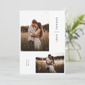 Boho 2 Foto Wedding Dankeskarte (Stehend Vorderseite)