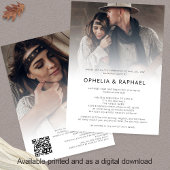 Boho 2 Fotos Overlay QR Code Bohemisch Hochzeit Einladung