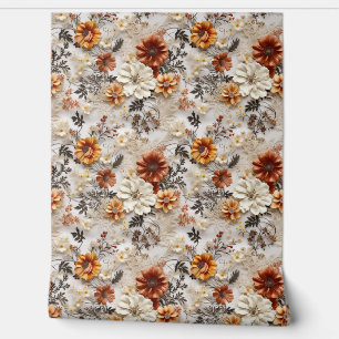 Boho 3 Herbst Wildblumen Terracotta Rosty Tapete