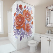 BOHO 3D DUSCHVORHANG Lila Orange Retro Design (Beispiel)