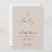 Boho 40. Geburtstag Terracotta Elegant Einladung (Vorderseite)