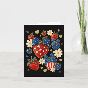 Boho 4. Juli Preppy Strawberry, USA Patriotic Karte